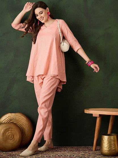 Striped Pure Cotton Kurta With Salwar