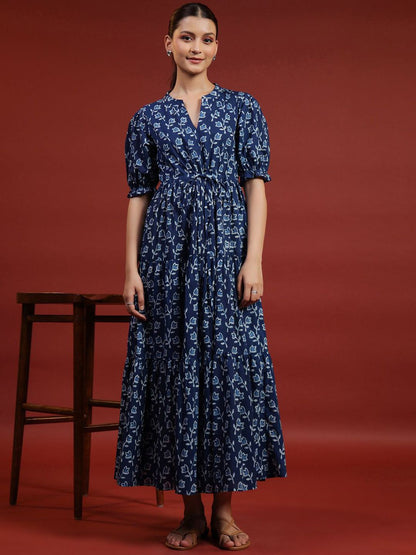 Dhiyona AY Women's Printed Cotton Fit & Flare Ethnic Dress