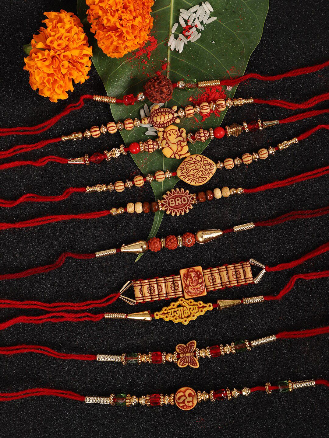 Dhiyona Set Of 10 Beaded Rakhi