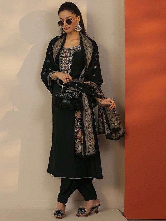 Women Ethnic Motifs Embroidered Regular Thread Work Kurta with Patiala & With Dupatta