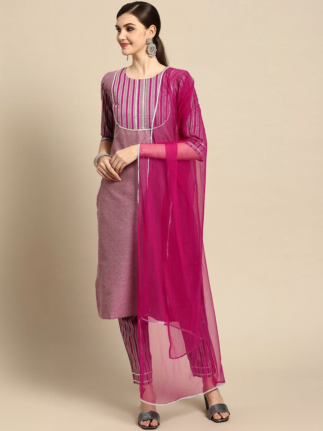 Women Regular Kurta with Trousers & With Dupatta