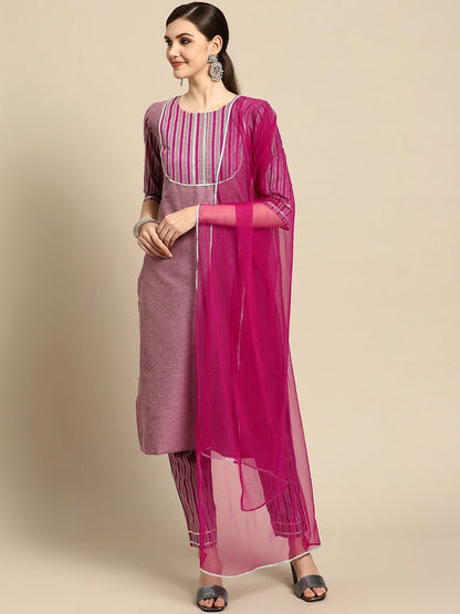 Women Regular Kurta with Trousers & With Dupatta