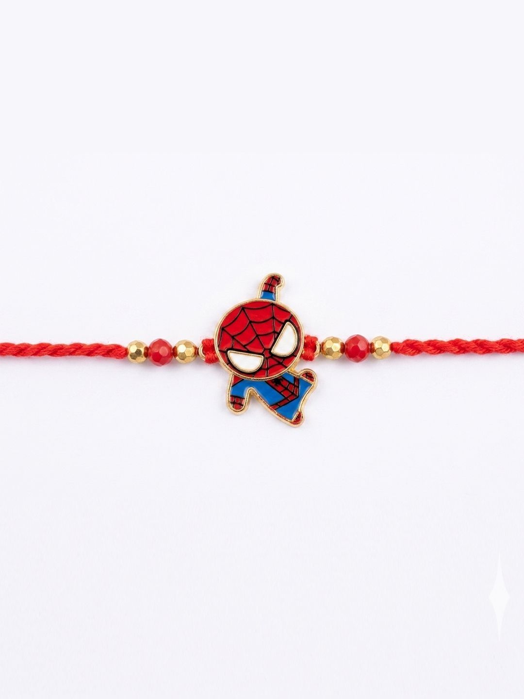 Dhiyona Kids Spider Man Character Artificial Beads Thread Rakhi With Roli Chawal Chandan