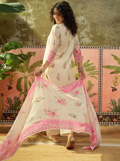 Floral Print Straight Kurta & Trousers