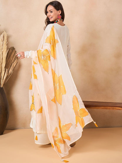 Dhiyona SN Women Floral Empire Kurta with Palazzos & With Dupatta
