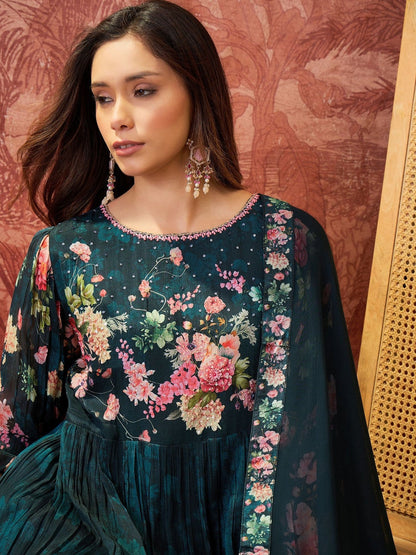 Printed Round Neck Kurta & Trousers Kurta Sets