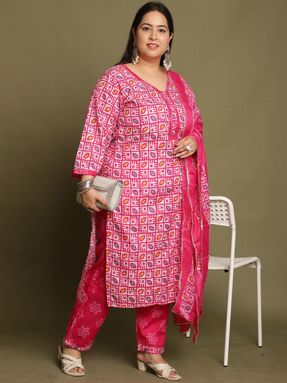 Dhiyona KL Women Floral Printed Regular Gotta Patti Kurta with Trousers & With Dupatta