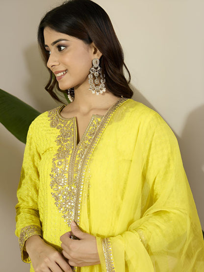 Dhiyona IN Women Ethnic Motifs Embroidered Kurta with Sharara & Dupatta