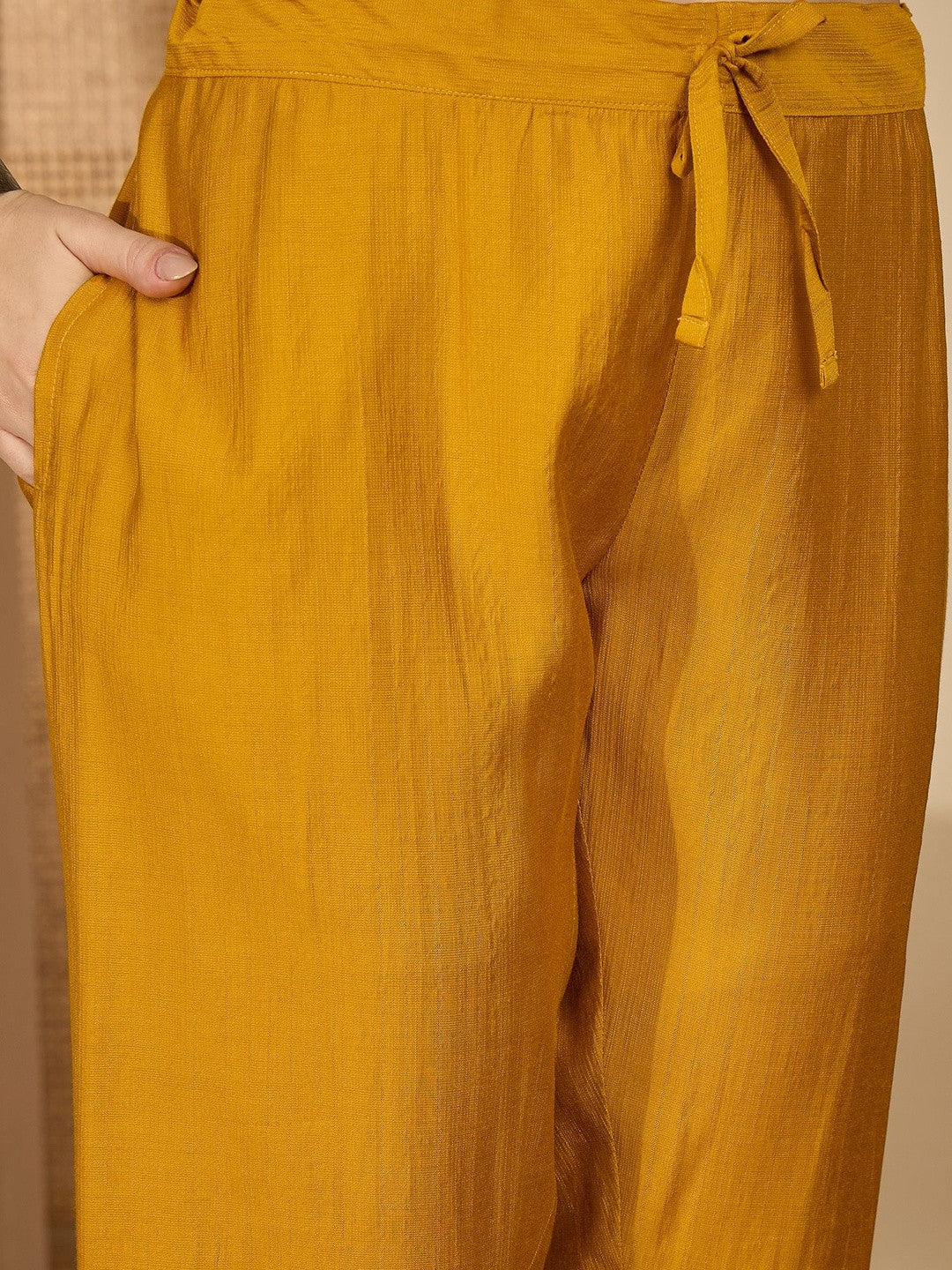 Floral Embroidered Pleated Thread Work Kurta With Trousers & Dupatta