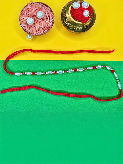 Dhiyona Set Of 12 Beaded Cotton Thread with AD Stones & Meenakari Designer Rakhi for Brother