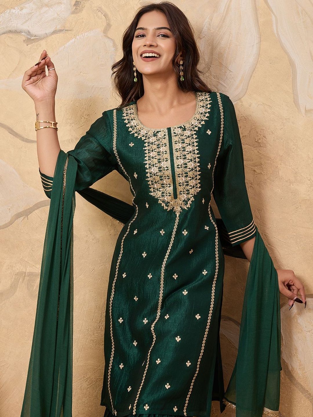 Dhiyona HOP Embroidered Kurta & Sharara with Dupatta