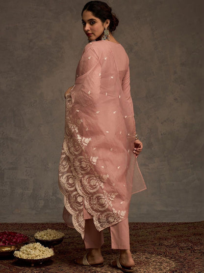 Women Ethnic Motifs Regular Thread Work Pure Cotton Kurta with Trousers & With Dupatta