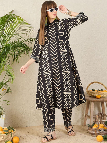 Women Printed Regular Pure Cotton Kurta With Trousers Kurta Sets
