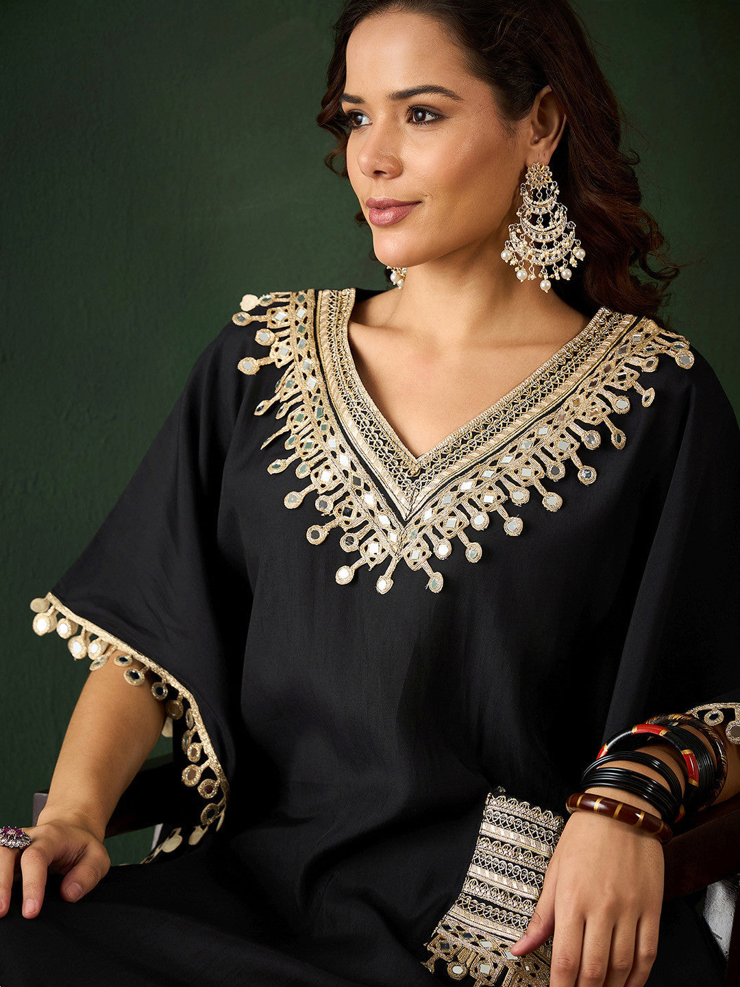 Women Embroidered Kaftan Kurta Set