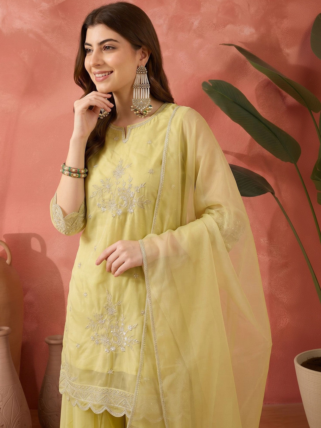 Embroidered Round Neck Kurta Sets