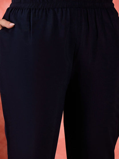 Women Yoke Design Straight Kurta & Trousers