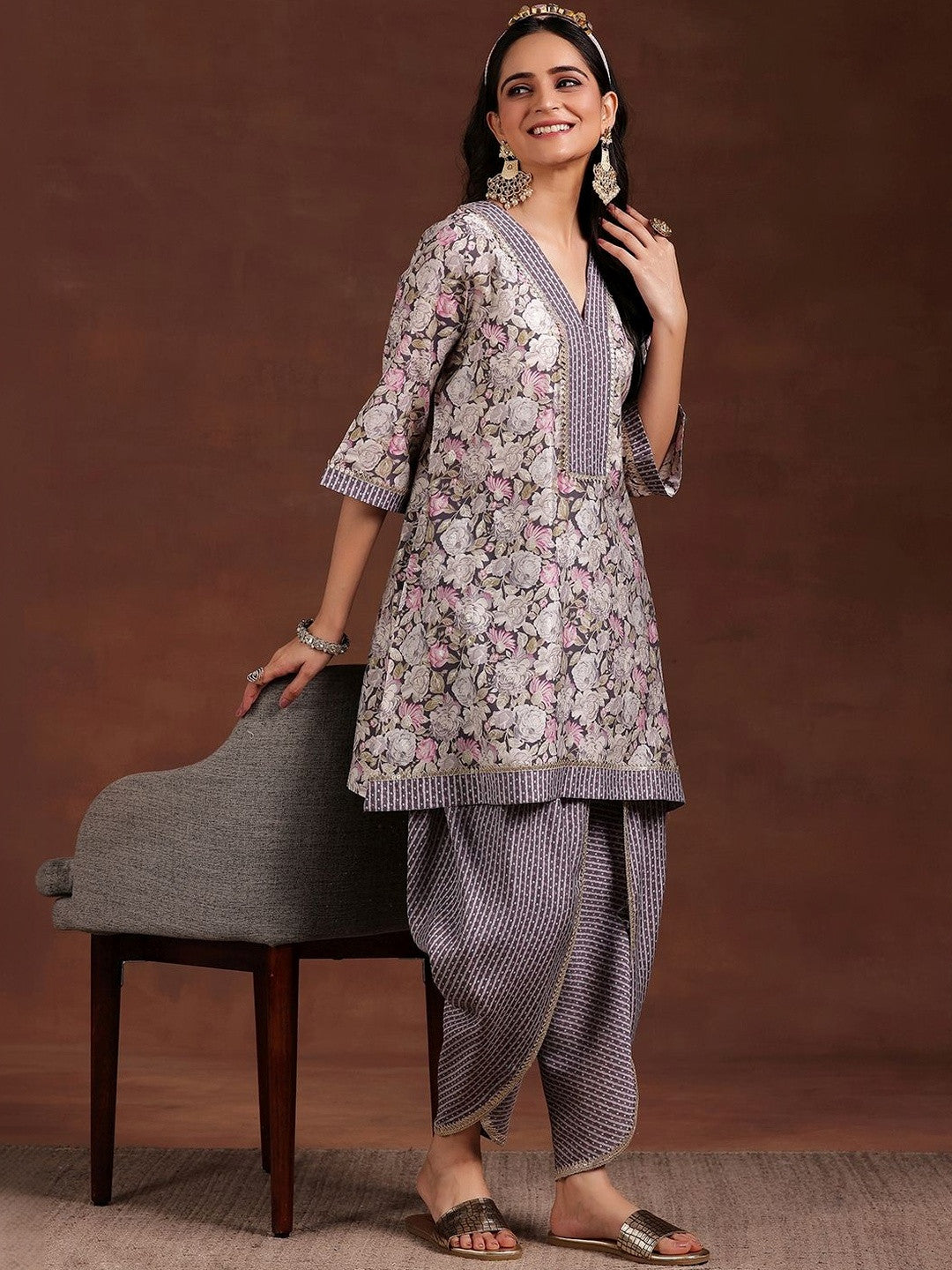 Women Floral Printed Regular Kurti with Dhoti Pants