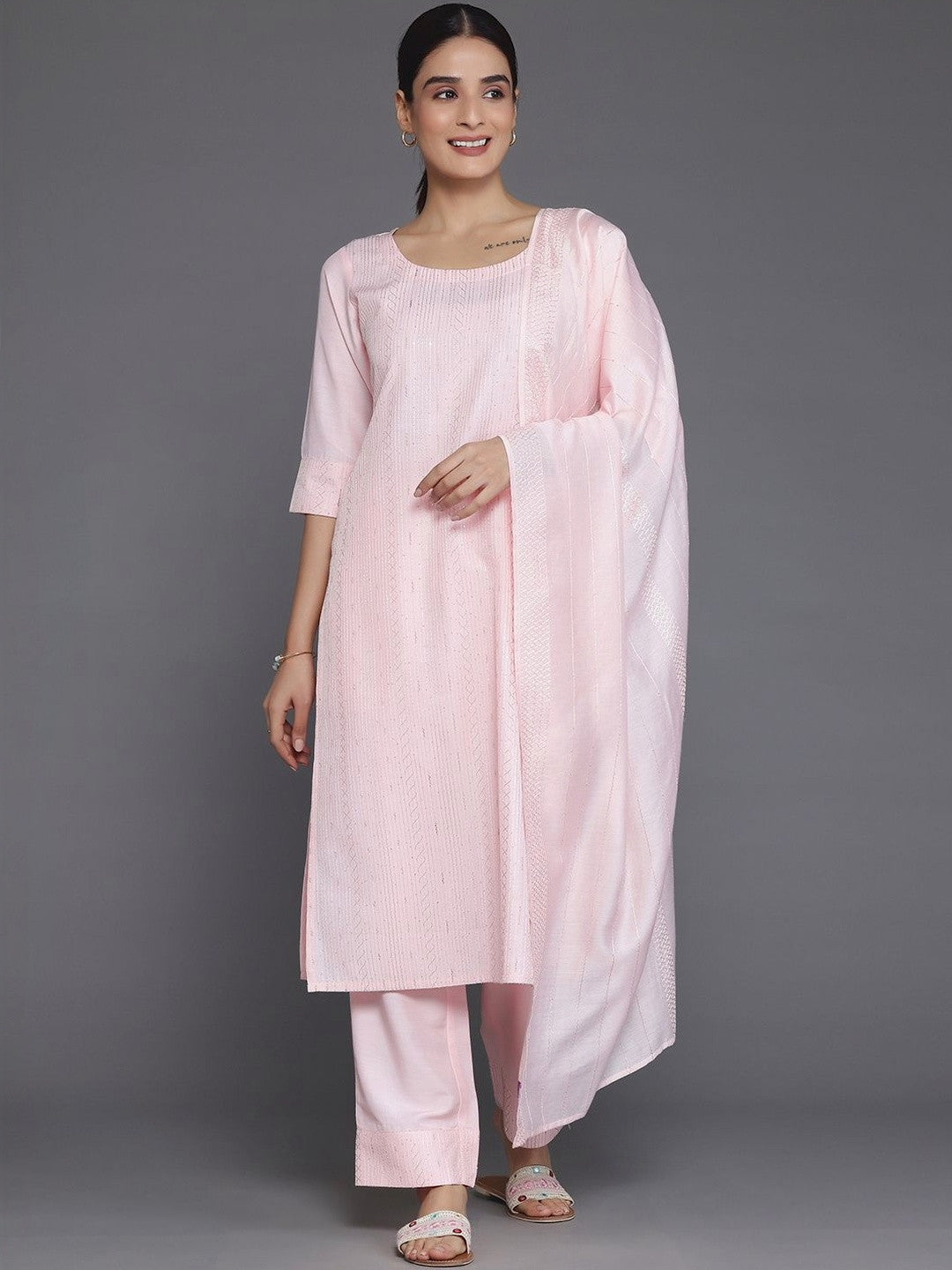 Women Regular Kurta with Trousers & With Dupatta
