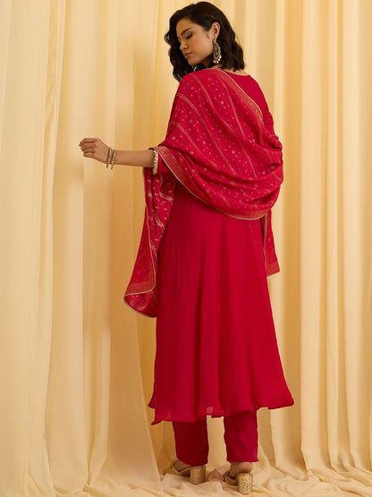 Dhiyona CH Women Ethnic Motifs Embroidered Anarkali Kurta with Trousers & Dupatta