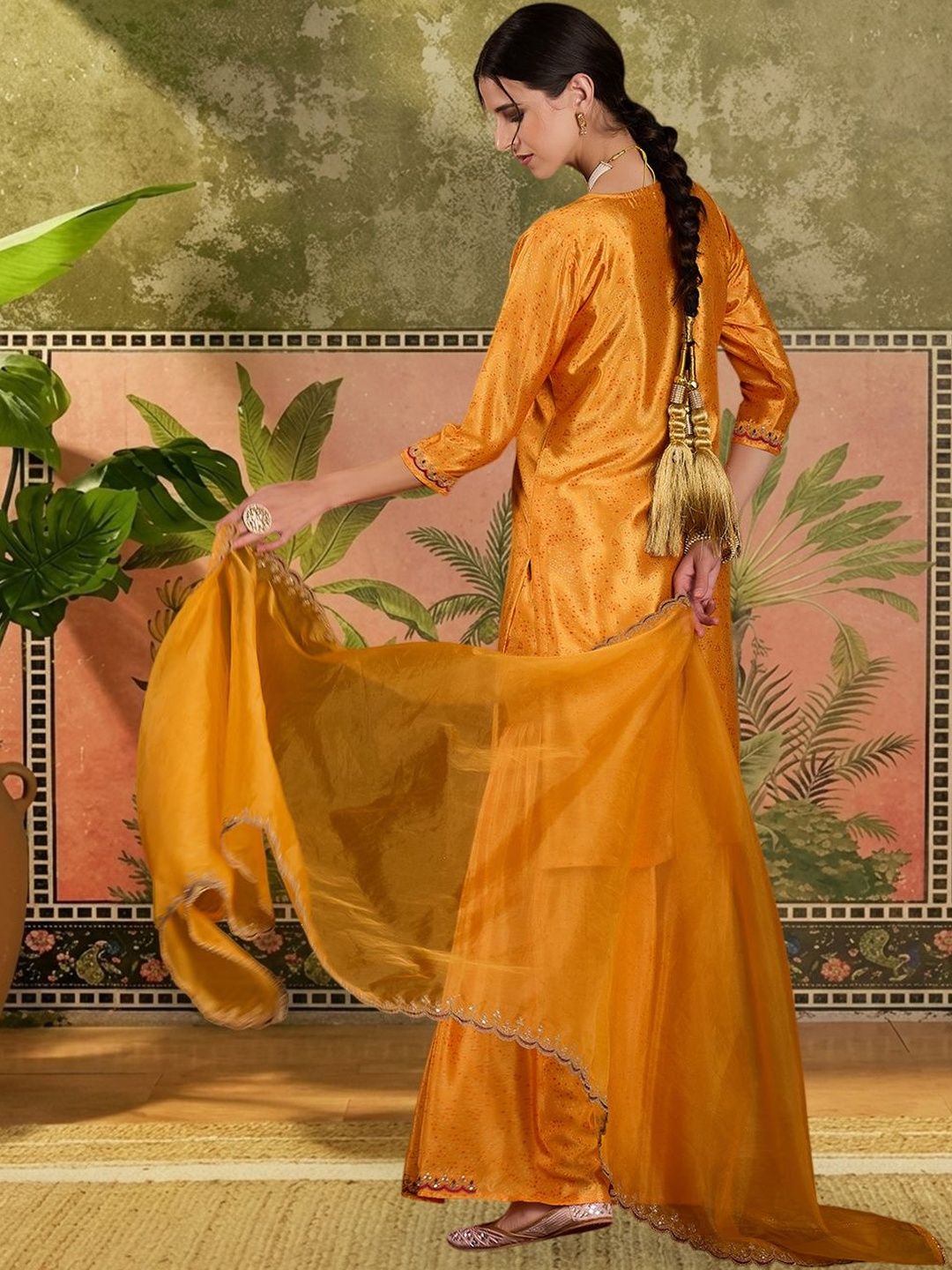Dhiyona SN Embroidered V-Neck Kurta & Sharara With Dupatta