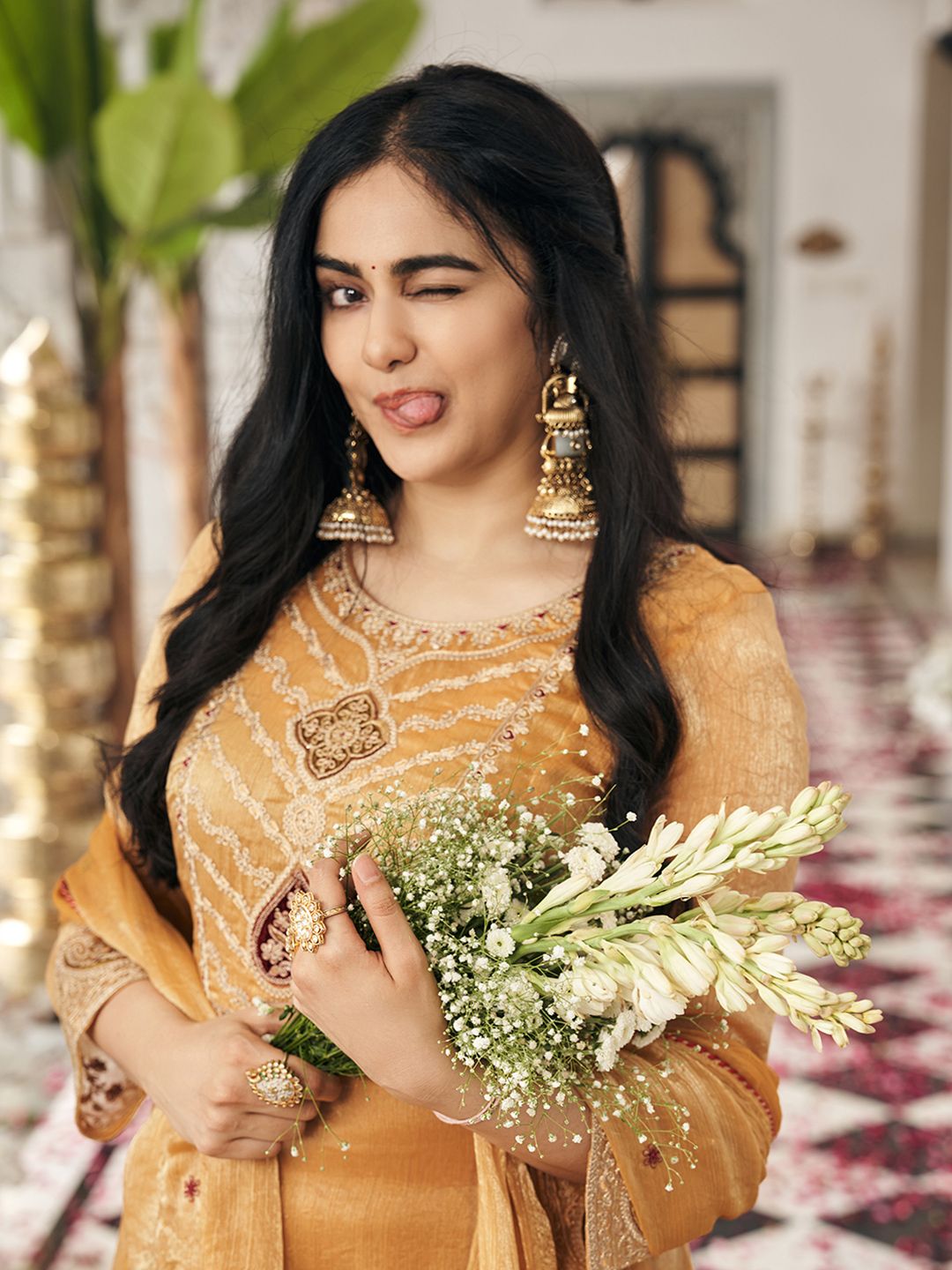 Dhiyona CH Women Ethnic Motifs Embroidered Regular Thread Work Kurta with Palazzos & With Dupatta