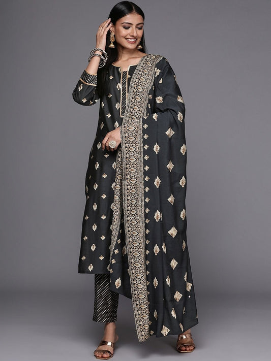Women Ethnic Motifs Printed Regular Gotta Patti Kurta with Trousers & With Dupatta