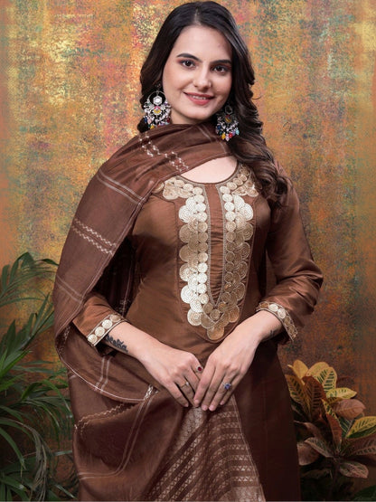 Women Ethnic Motifs Embroidered Regular Kurta with Trousers & With Dupatta