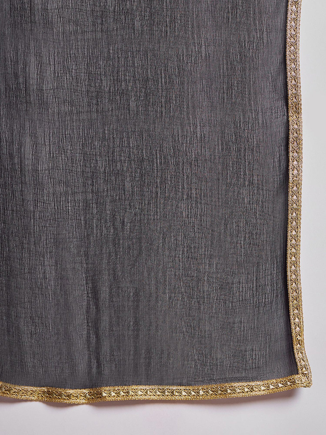 Floral Yoke Design Zari Jacquard Straight Kurta With Trousers And Dupatta