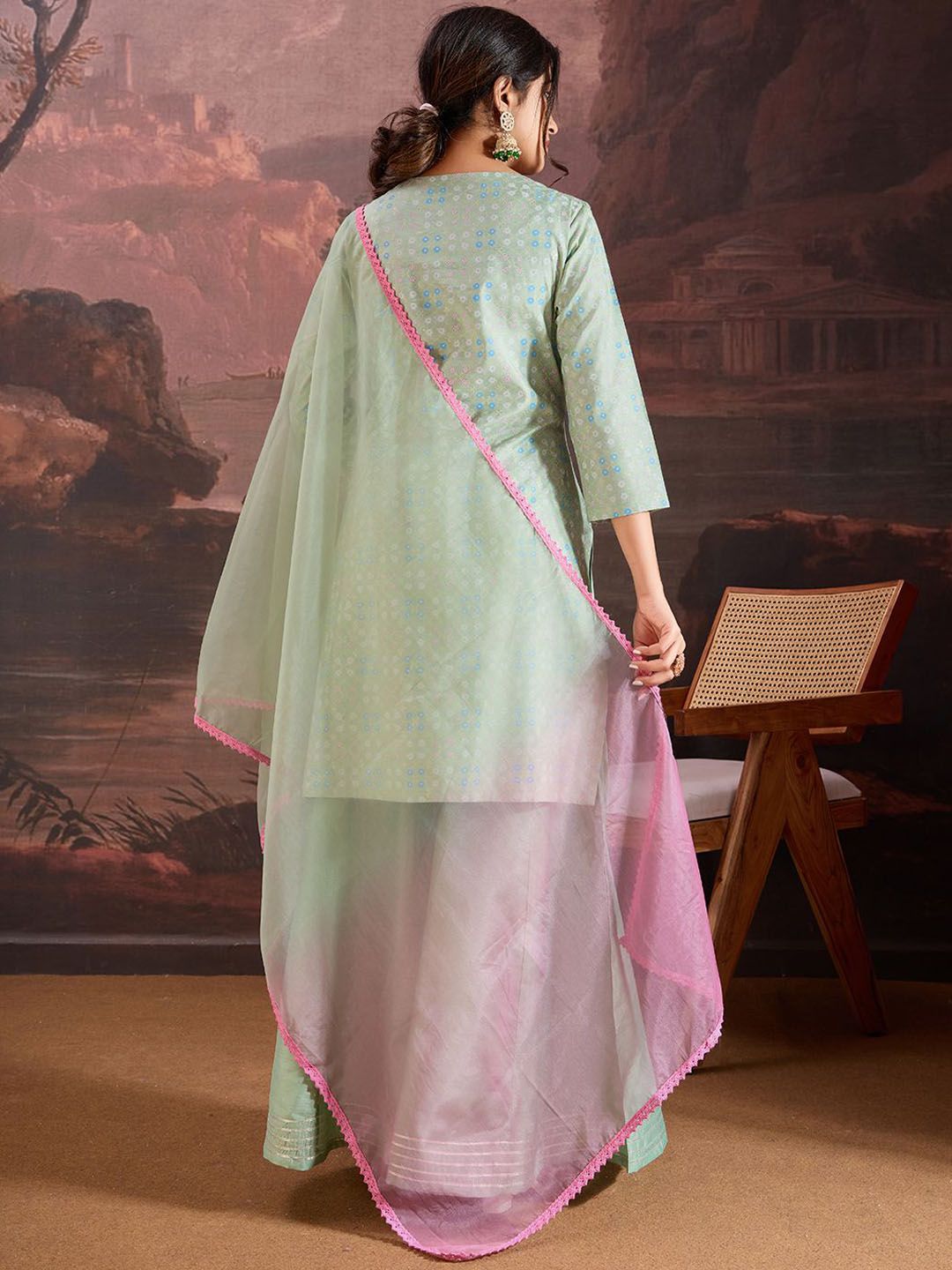Dhiyona HOP Floral Printed Straight Kurta & Sharara with Dupatta