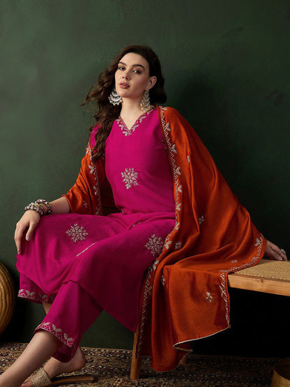 Embroidered Kurta Set With Dupatta