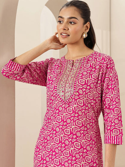 Women Ethnic Motifs Printed Regular Thread Work Kurta with Trousers & With Dupatta