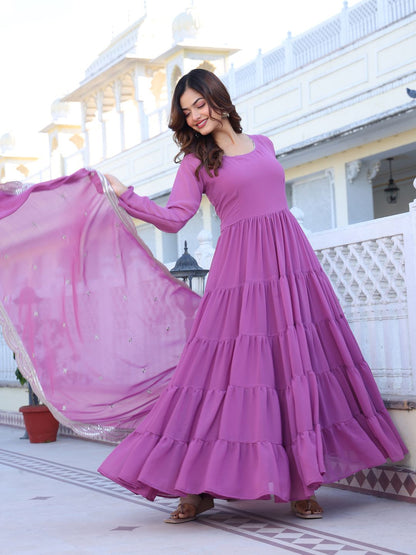 Dhiyona KL Women Layered Kurta with Palazzos & With Dupatta
