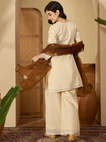 Dhiyona SN Women Ethnic Motifs Embroidered Kurta With Palazzos & Dupatta