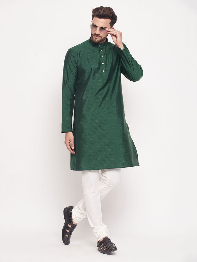 Men's Blue Silk Blend Straight Kurta