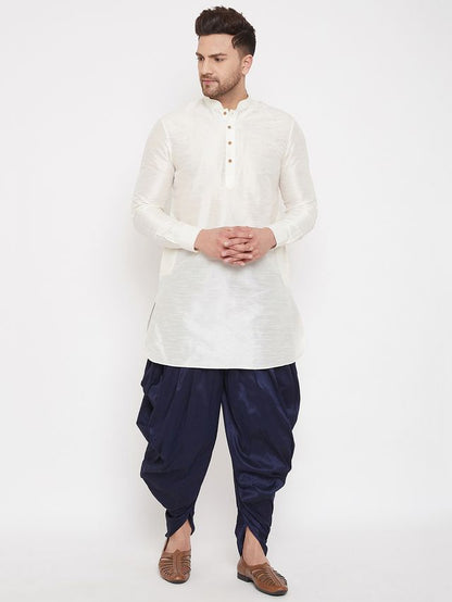 Men's Navy Blue Silk Blend Regular Dhoti
