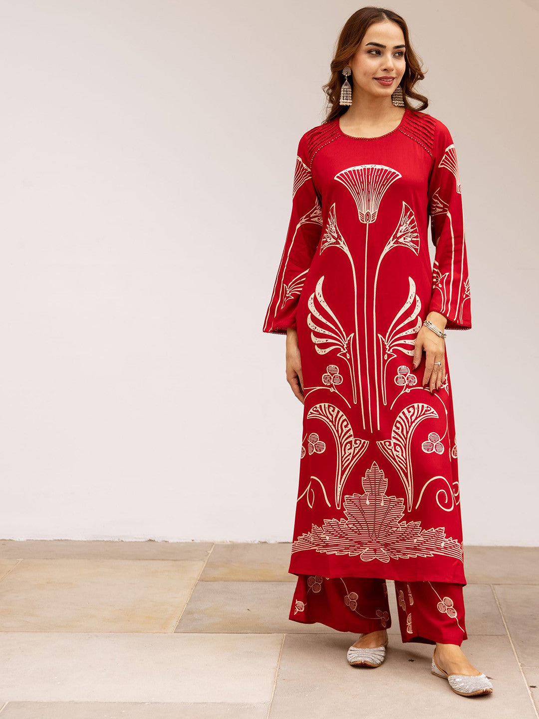 Ethnic Printed Straight Kurta & Palazzos