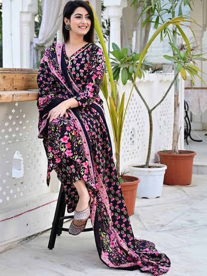 Women Floral Printed Regular Kurta with Trousers & With Dupatta