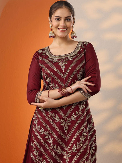 Dhiyona LL Women Ethnic Motifs Embroidered Regular Kurta with Palazzos & With Dupatta