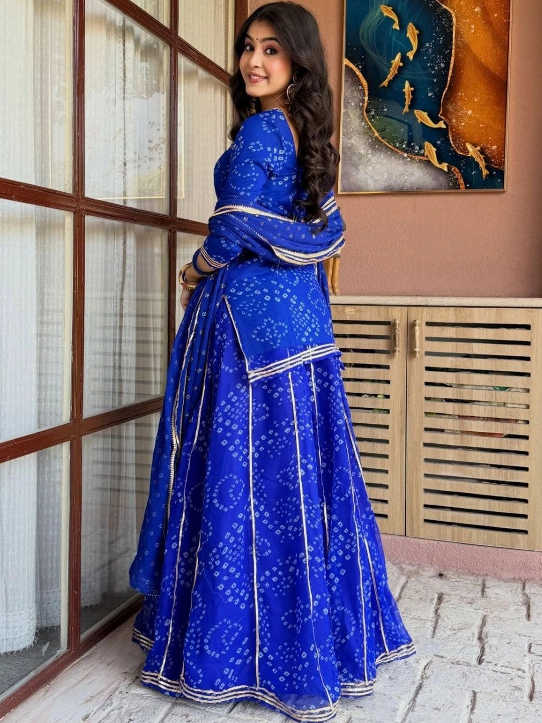 Ethnic Motifs Printed Georgette Kurta with Sharara & With Dupatta