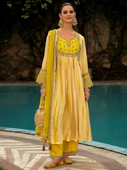 Women Ethnic Motifs Embroidered Anarkali Kurta with Trousers & Dupatta