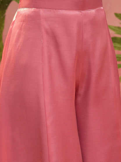 Dhiyona SN Sequinned Embroidered Square Neck Kurta & Palazzos With Dupatta