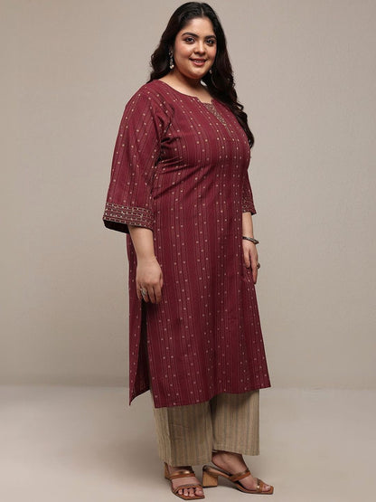 Dhiyona Women's Plus Size Ethnic Motifs Printed Kurta with Palazzos & Dupatta