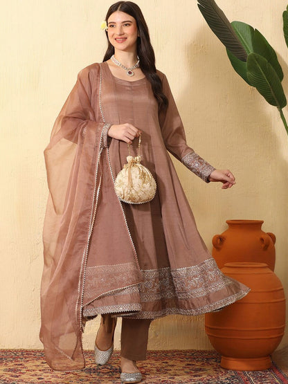 Women Ethnic Motifs Embroidered Empire Kurta with Trousers & With Dupatta
