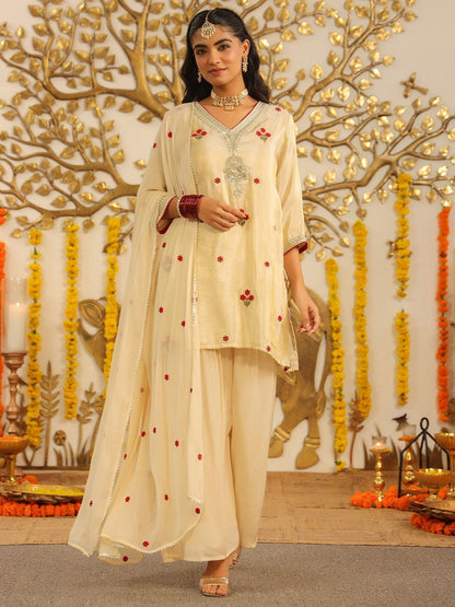 Dhiyona SC Floral Embroidered Straight Sharara Set with Dupatta