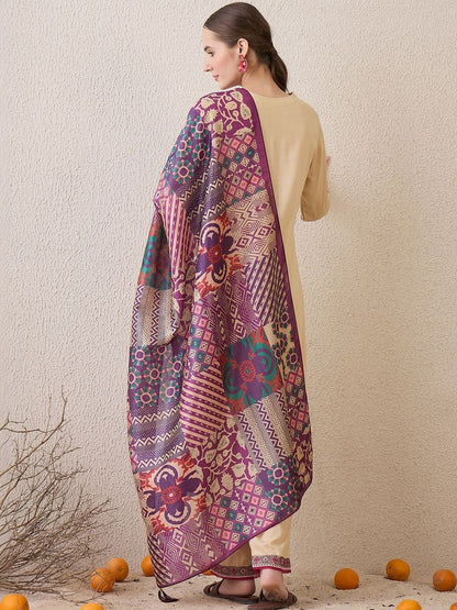 Women Ethnic Motifs Embroidered Regular Thread Work Kurta with Trousers & With Dupatta