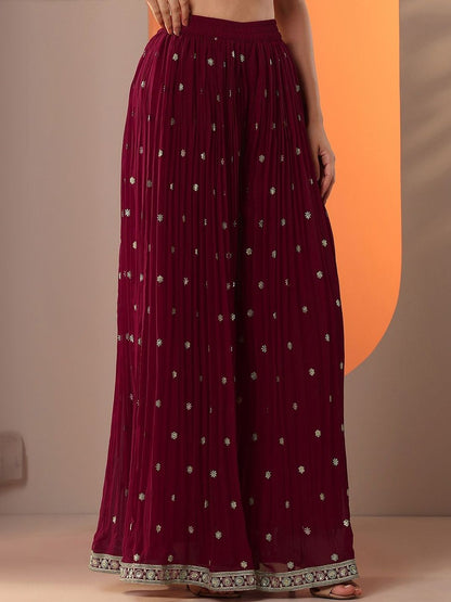 Dhiyona LL Women Ethnic Motifs Embroidered Regular Thread Work Kurta with Sharara & With Dupatta