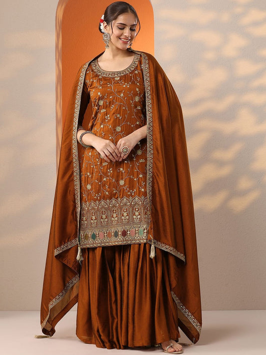 Women Ethnic Motifs Printed Kurti with Sharara & Dupatta