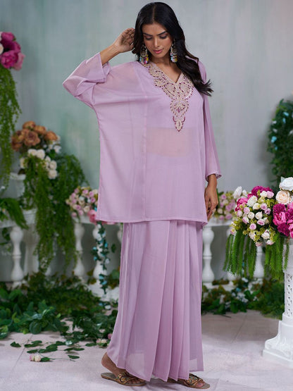 Dhiyona CH Women Embroidered A-line Kurta with Blouse and Skirt