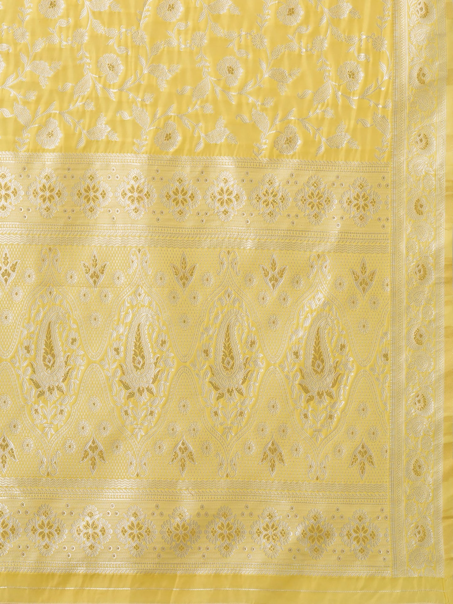 Women's Cotton Silk Yellow Woven Design Designer Saree With Blouse Piece