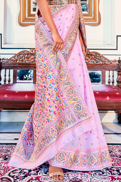 Dhiyona GR Women's Zoya Lilac Lavender Pashmina Modal Silk Saree